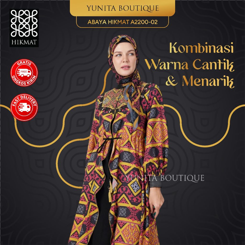 Abaya Hikmat A2200-02 Gamis Elegan Mewah Pakaian Baju Muslim Wanita Original By Abayahikmat_yunitabu