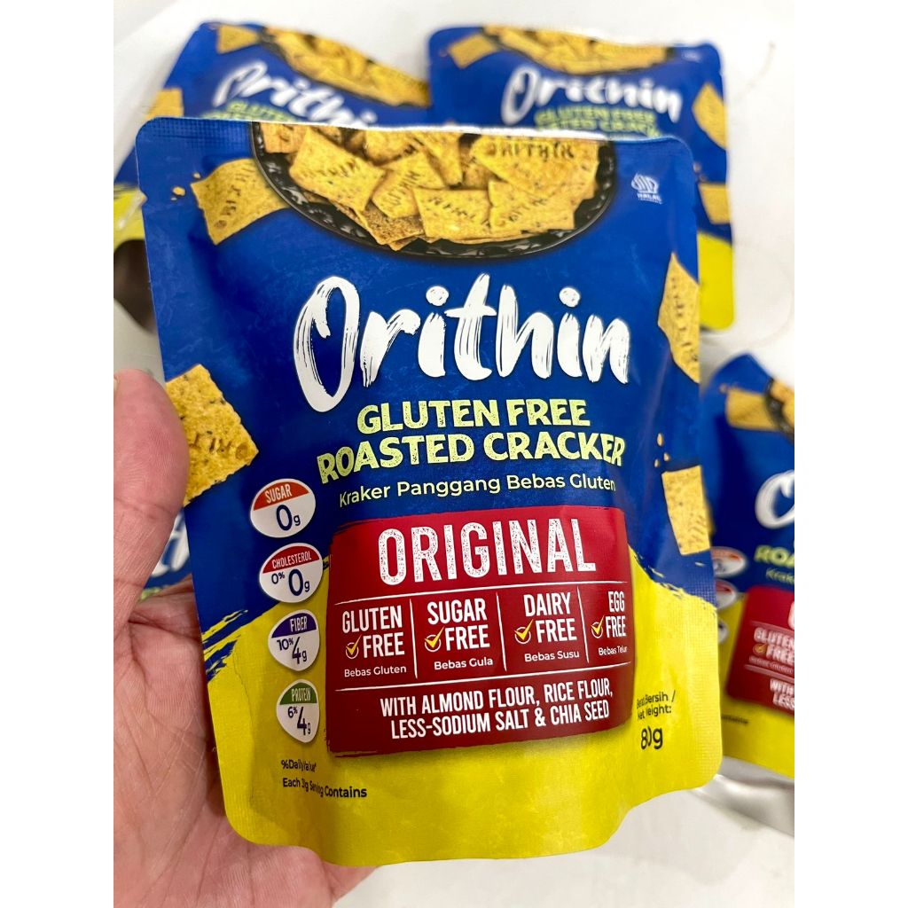 

ORIThin Cracker GlutenFREE 80GR Cemilan Sehat Kaya Serat Tanpa Gluten Tanpa Susu Tanpa Telur Tanpa Gula Tanpa MSG