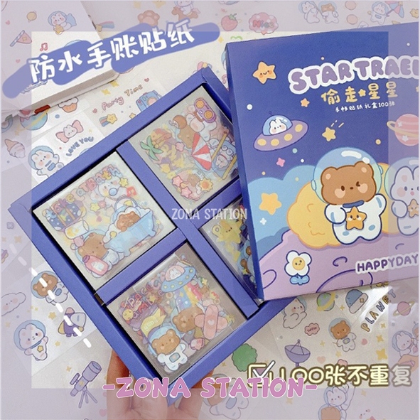 

[ZS] 100 Lembar / Sticker Box Bear Kelinci Sticker Sheet Decoration