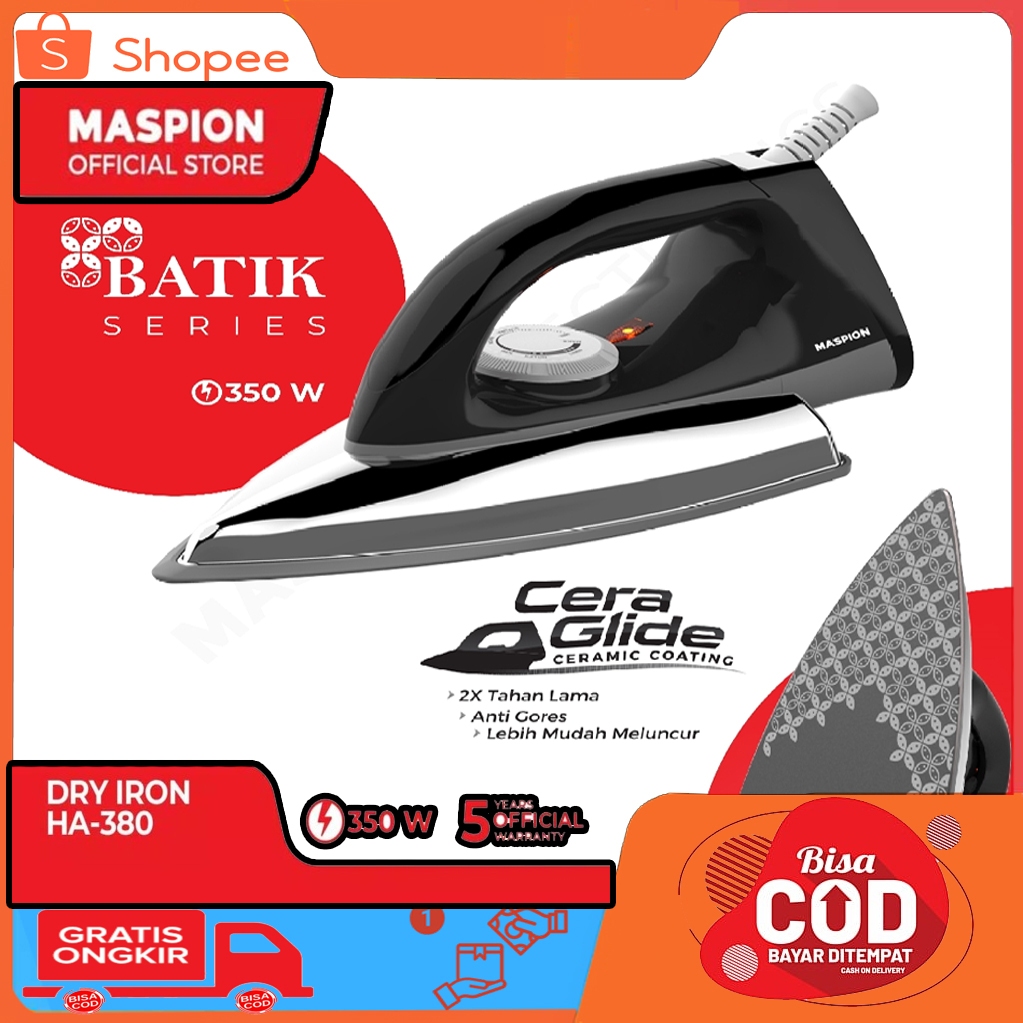 SETRIKA Maspion Iron HA-380 Setrika Maspion 350 Watt HA380