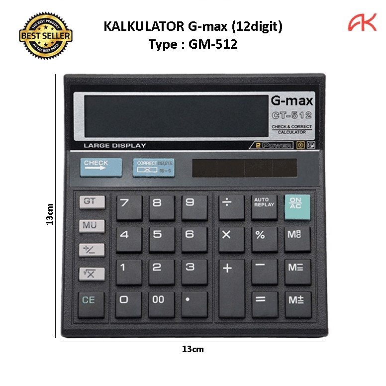 

ART F69T ANK KALKULATOR Gmax GM512 12Digit ANGKA CALCULATOR DIGITAL