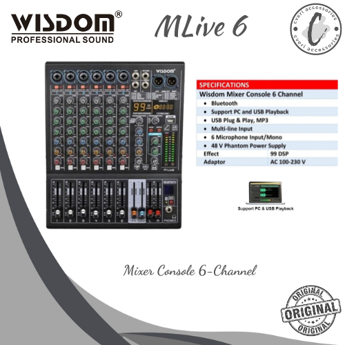 Wisdom MLive 6 Mixer 6 Channel with Bluetooth Original