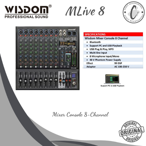 Wisdom MLive8 Mixer 8 Channel with Bluetooth Original Wisdom MLive-8   M-live8