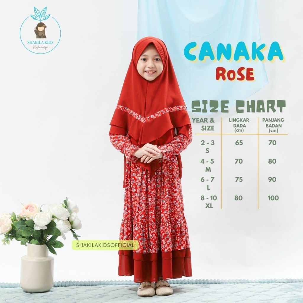 Gamis Anak Shakila Kids Model Canaka | Gamis Premium Set Kerudung | Gamis Muslimah Original Murah | 