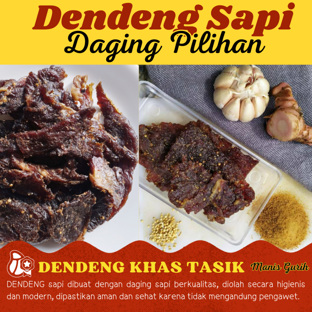 

DENDENG SAPI ASLI KHAS TASIK Manis Gurih Full Daging Pilihan