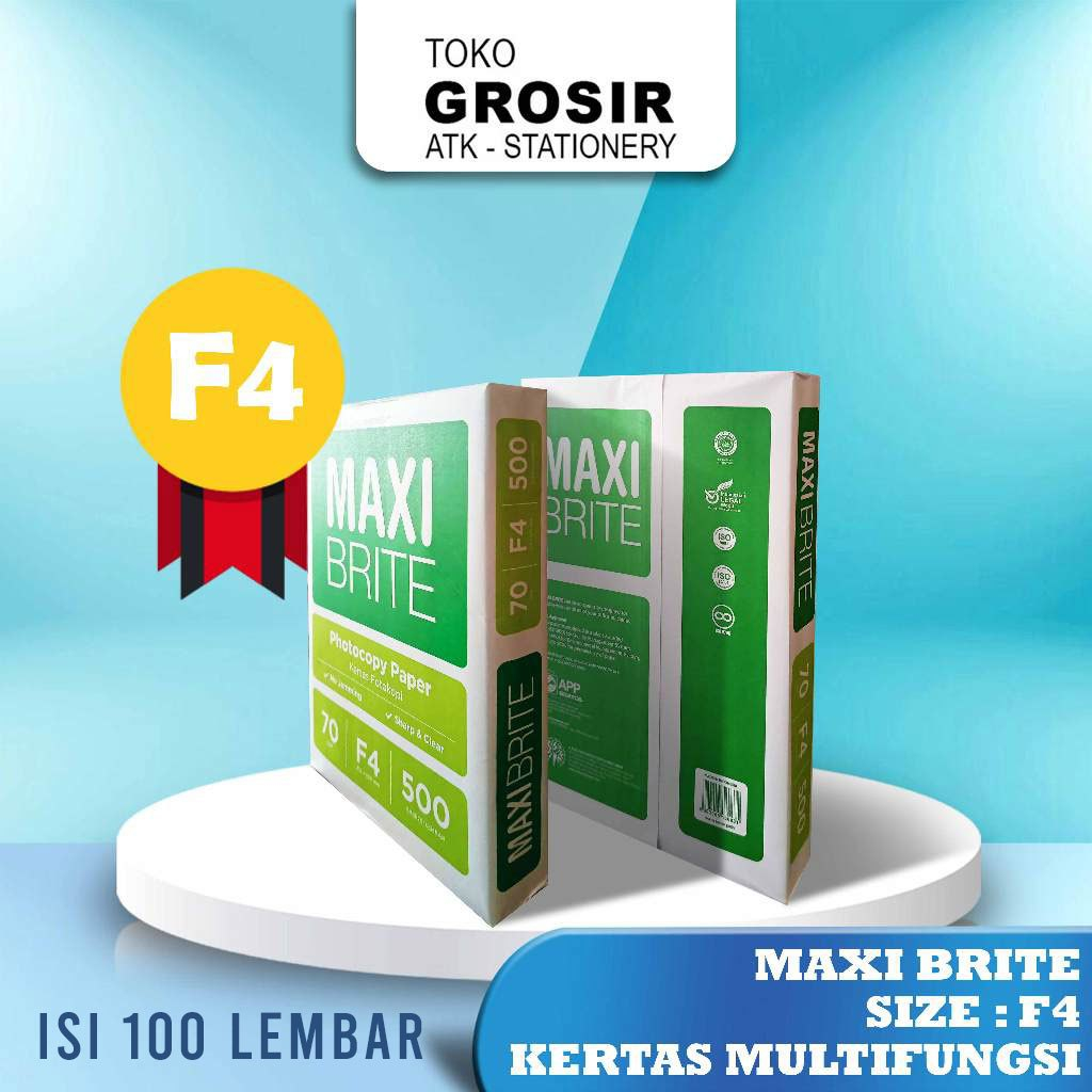 

(100 Lembar F4) Kertas HVS Ukuran F4 70 gsm MAXI BRITE 100 Lembar