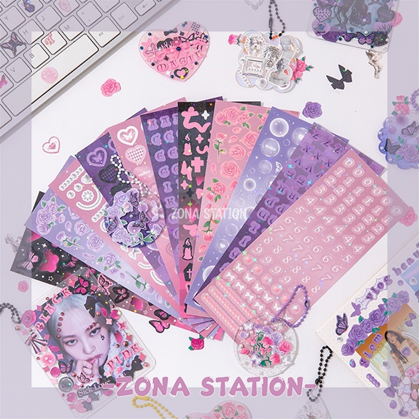 

[ZS] 1 Lembar / Sticker Random Laser Deco Journaling Scrapbook