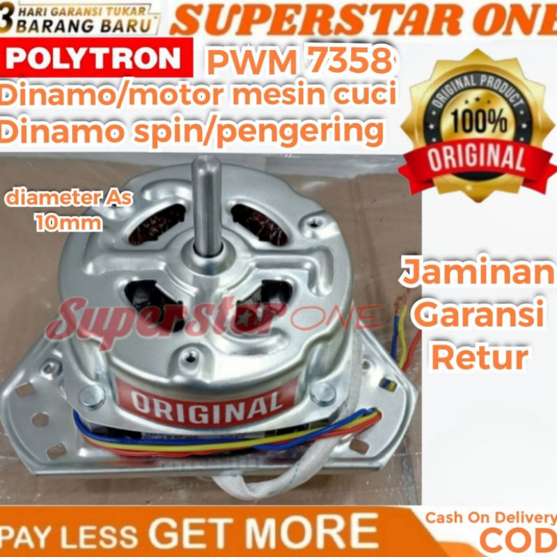 Dinamo spin/pengering mesin cuci polytron PWM 7358/PWM-7358