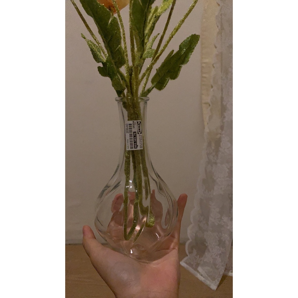 VILJESTARK Vas kaca bening 17 cm, vas bunga, vas kaca, vas panjangan, vas kecil VI2221