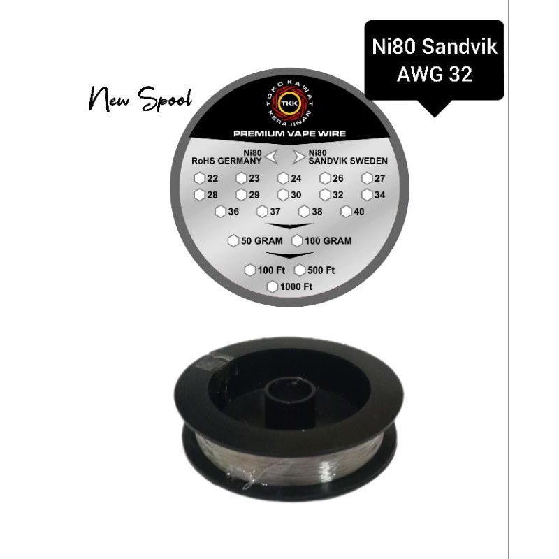 Ni80 Sandvik AWG 32 Nichrome 80 Sandvik 25gram Premium Quality  Made in USA