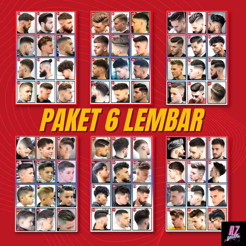 (ISI 6 PCS) Poster Pangkas Rambut Poster Pangkas Rambut Pria Poster Barbershop Poster Pangkas Rambut