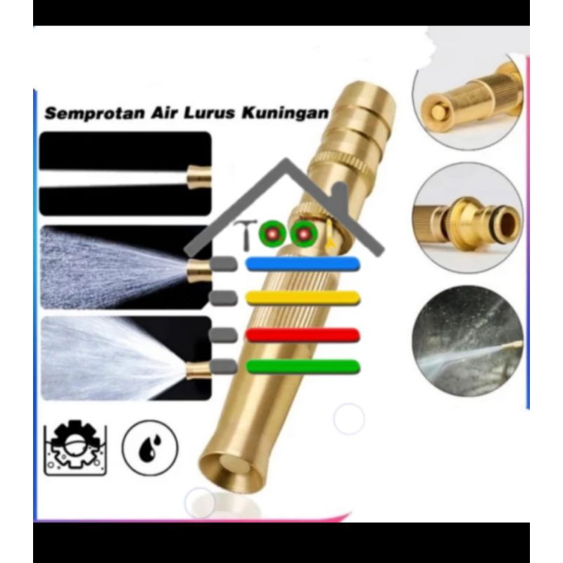nosel semprotan air kran 5/8" / alat semprot air keran / nozle cuci AC Kuningan