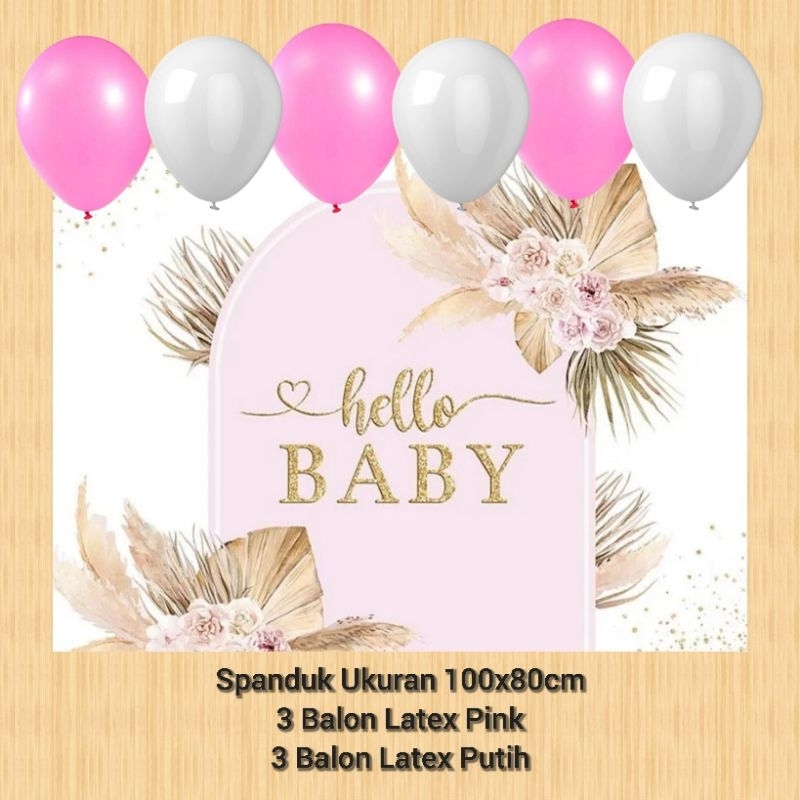Spanduk HELLO BABY GIRL WELCOME BABY SHOWER banner HELLO BABY GIRL WELCOME BABY SHOWER spanduk banne