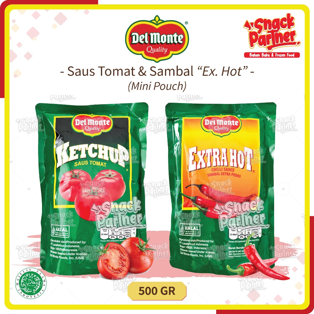 

Saos DELMONTE 500 GR Pouch - DEL MONTE Saus Sambel Sambal Cabe Chili Extra Hot Pedas Tomat Ketchup Manis 500GR