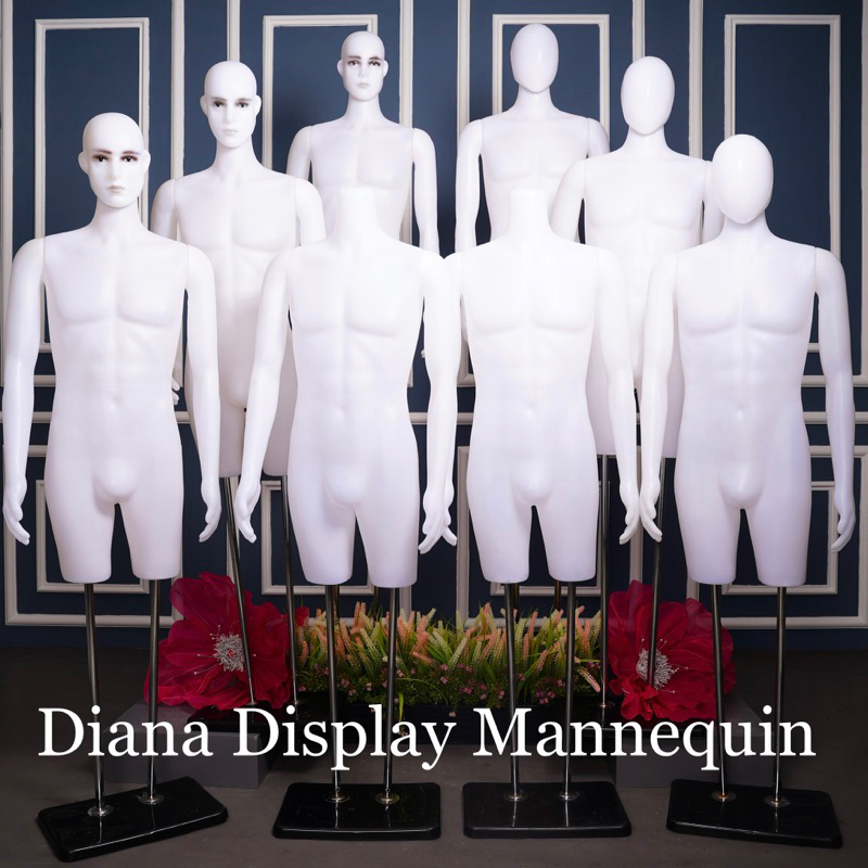 Partenzil Manekin Bodyfit Pria Dewasa Plastik Set Tiang Besi - Patung Baju Dan Celana Pria - Kemeja