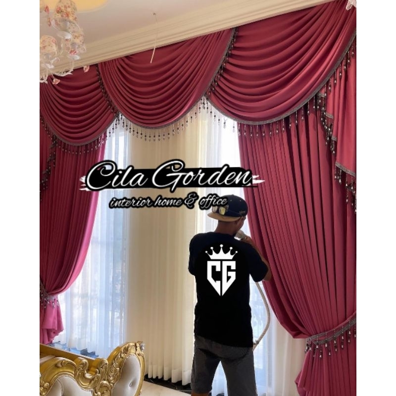 Gorden Blackout Poni Sepanyol Blackout Gorden Gelombang Tirai Jendela Pintu Minimalis