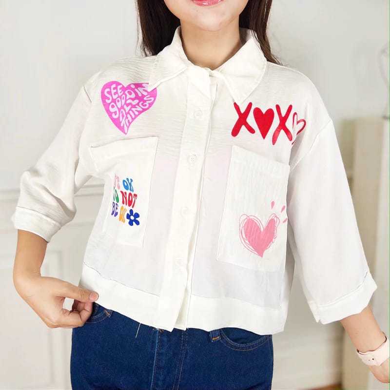 DAISY SHIRT KEMEJA LINEN CROP ( XOXO SMILE VIBES)