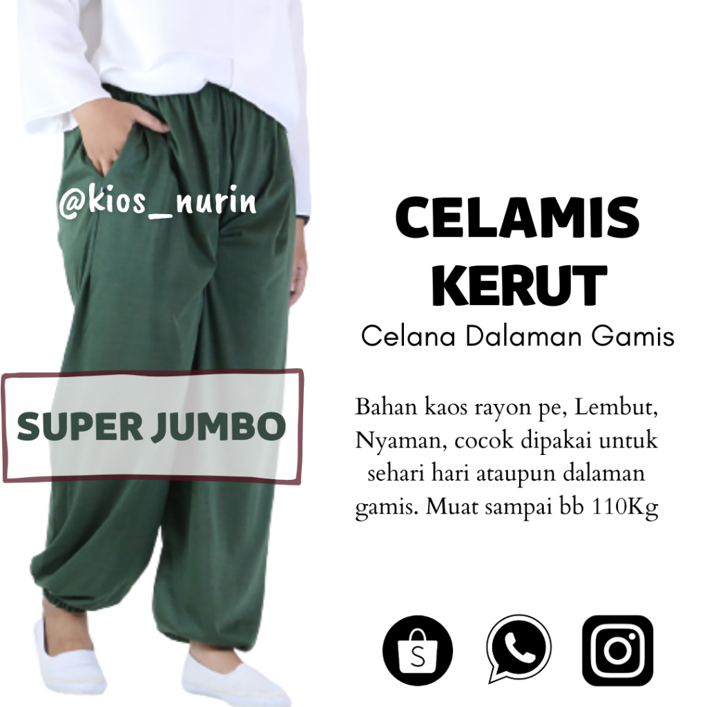 CELANA KERUT SUPER XXL | Celana Wanita | Celana Kaos Rayon Adem Nyaman | Celana Dalaman Gamis | Cela