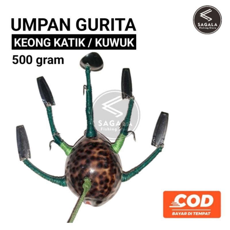 Umpan gurita keong katik 500 gram | Umpan tiruan untuk mancing gurita cypraea tigeris / kuwuk