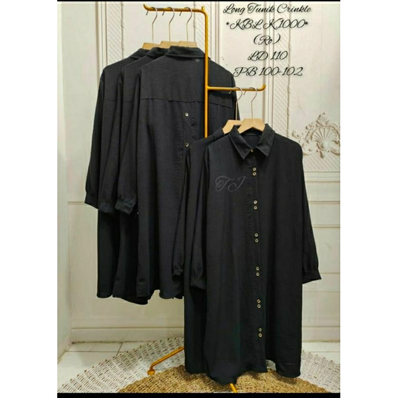 LONG TUNIK CRINGKLE/ tunik kancing belakang