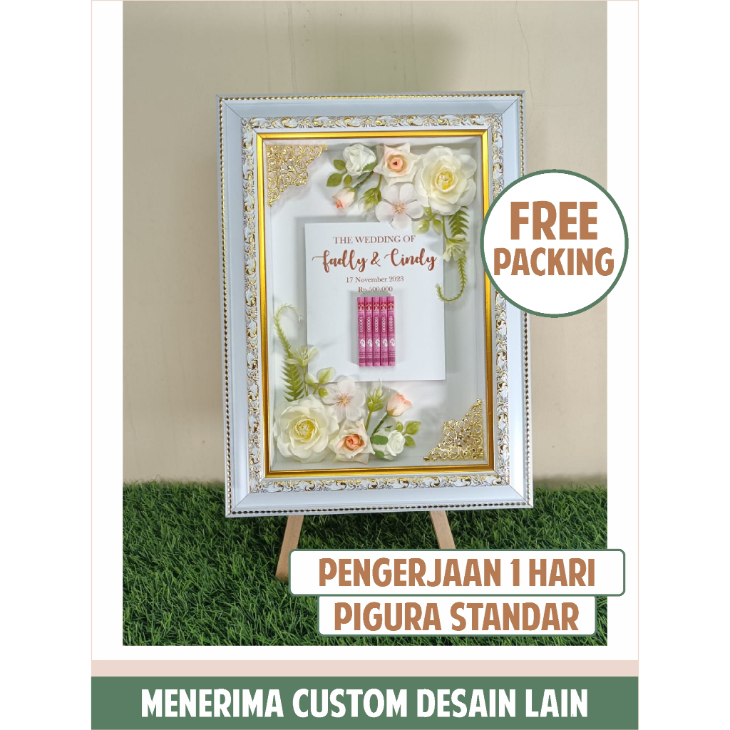 Mahar Pigura 28 cm x 38 cm Ready Tanpa PO / Mahar Pernikahan Custom / Mahar Pigura Kilat / Mahar Pig