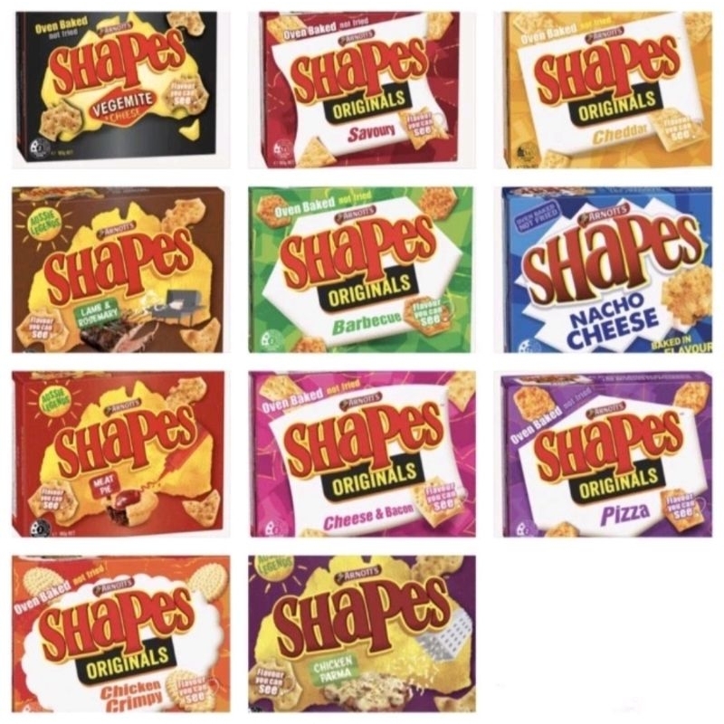 Arnotts Shapes Biscuit Original Cheese Crackers Pizza Nacho Vegemite Arnott's Shapes Vegemite & Chee