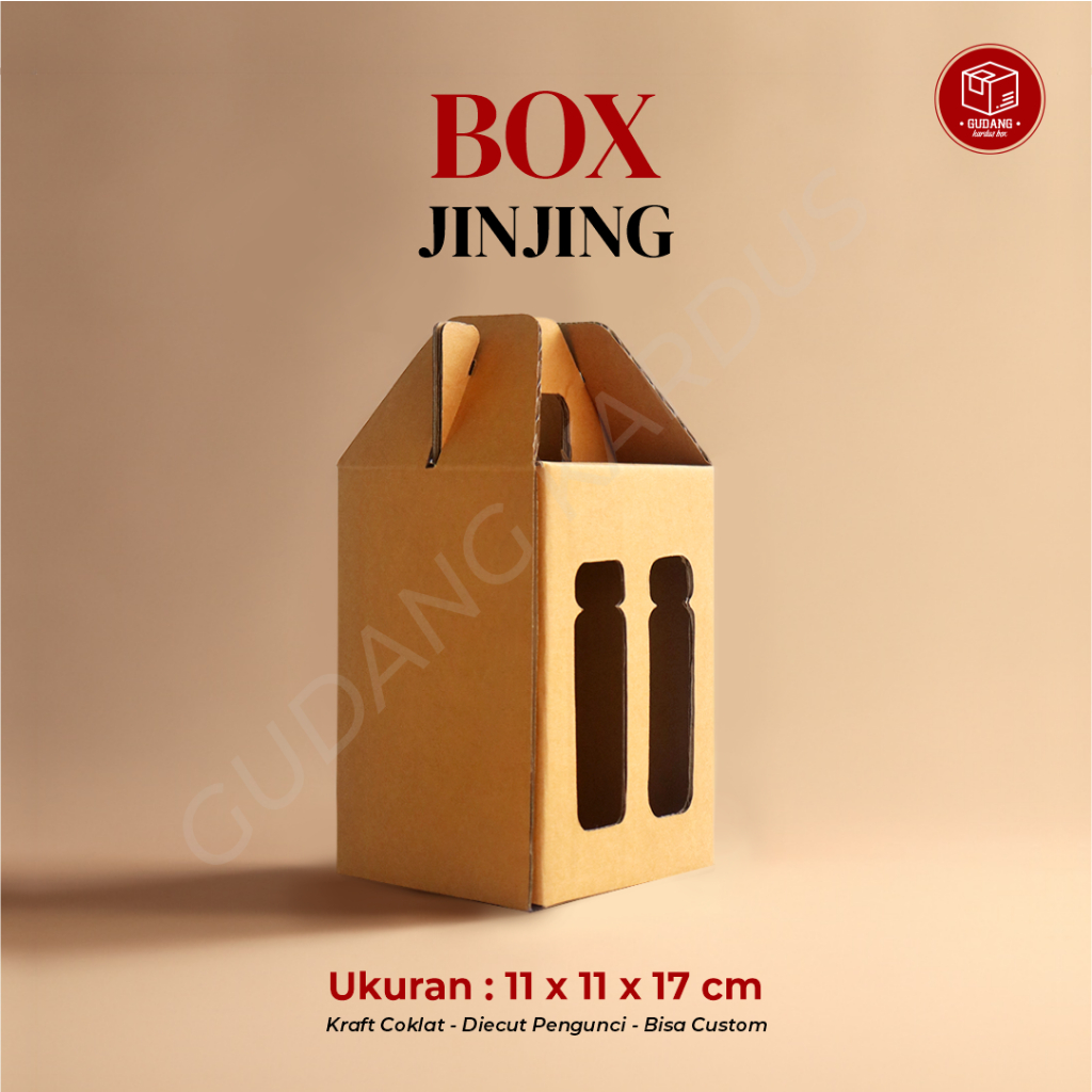 Box Jinjing (11 x 11 x 17 cm) (Jinjing Botol 250 ml isi 4) Karton/Polos/Kardus/Hampers/JinjingBox/Ji