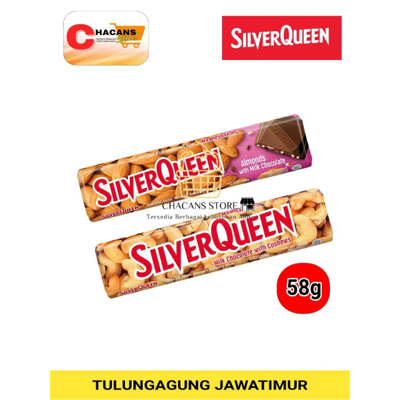 

SILVER QUEEN 58gram ALMONDS WITH MILK CHOCOLATE/ MILK CHOCOLATE WITH CASHEWS
