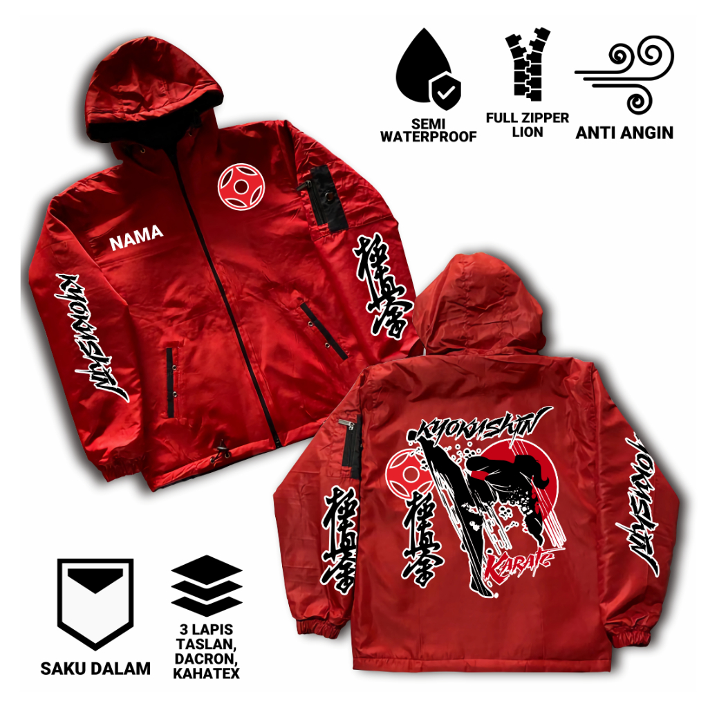 Jaket Anak Kyokushin Karate Ryu Parasut Semi WF