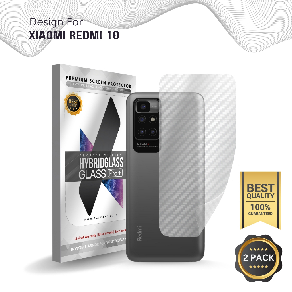 Fiber Guard Screen Protector Xiaomi Redmi 10 (2022) Back, 3D Anti Gores Belakang Premium, Carbon Ski