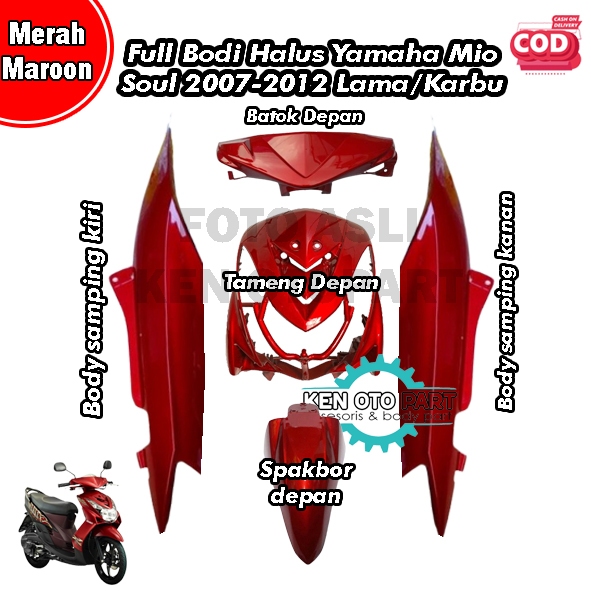 Full Bodi Body Halus Yamaha Mio Soul Lama / Mio Soul Karbu Merah Maroon Body Merah 2007-2012 Fullset