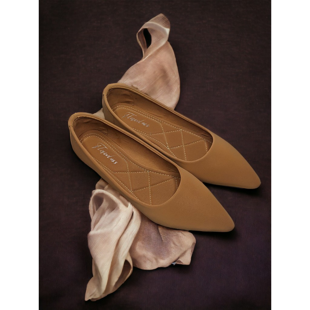 Flatshoes wanita sepatu wanita elegan casual Flawless Polos Mocca terlaris original