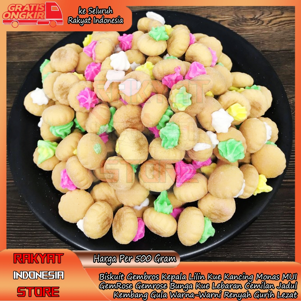 

Kepala Lilin Biskuit Kancing Kue Monas Gembros Gem Rose Gemrose Cluitan Bunga Kembang Gula Jajanan Jajan Lebaran Idul Fitri Cemilan Imlek Jadul Warna-Warni Beskuit Biscuit Jaman Dulu Enak Manis Renyah Lezat Isi 500gram Gr Wafer RDS4