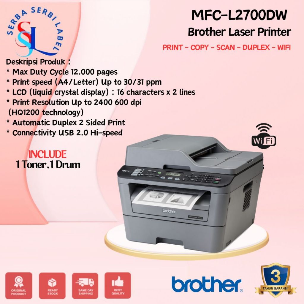 BROTHER MFC-L2700DW Laser Mono Multifunction L2700DW