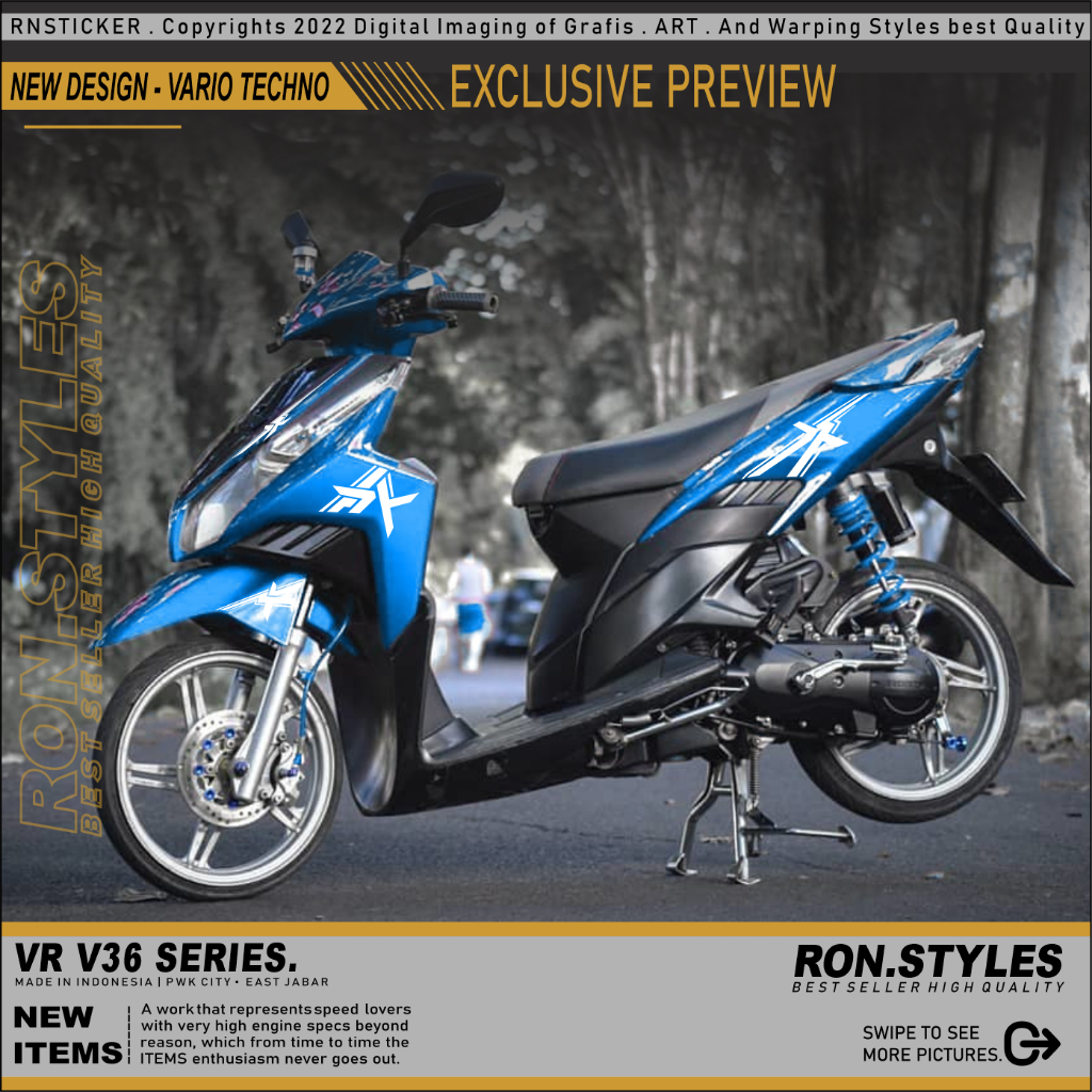 VRV36 CUTTING STICKER STRIPING VARIASI VARIO TECHNO 110 STRIPING VARIO KARBU STIKER VARIO LAMA STIKE