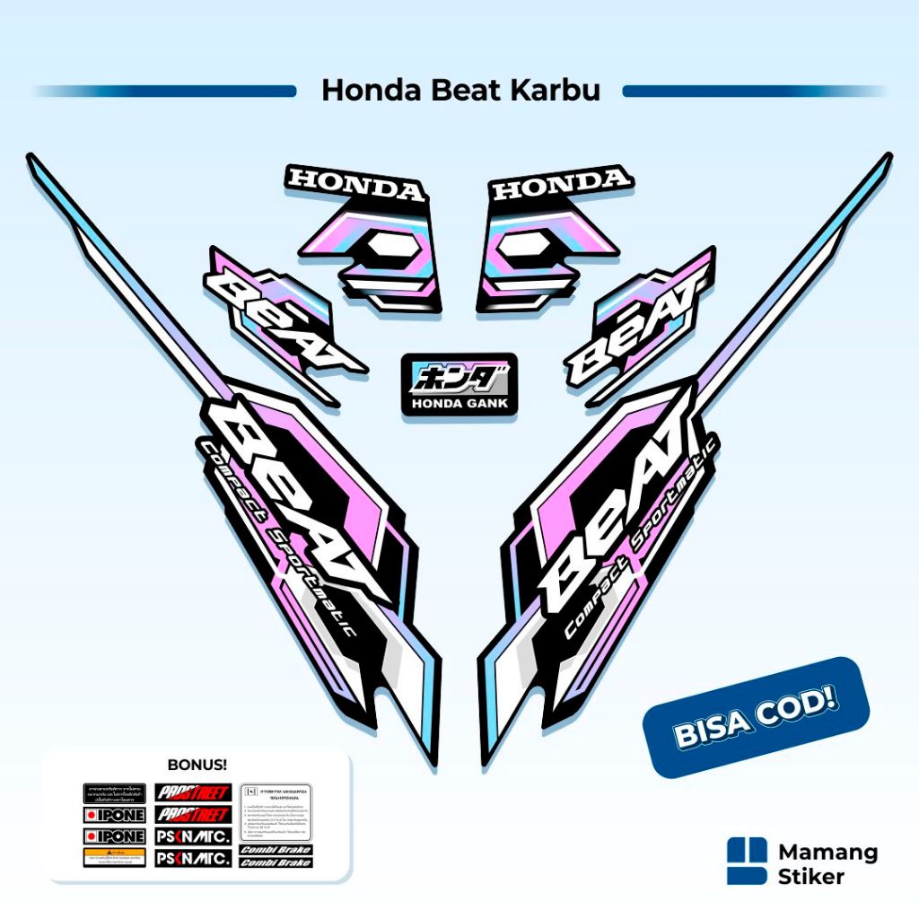 Striping Beat Karbu 110 Variasi (2) 2008 2009 2010 2011 2012 Vietnam Carbu Style Icon Thailand Api A