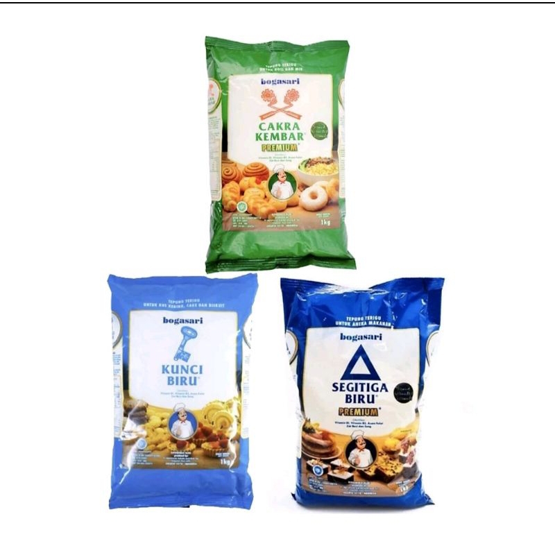 

tepung terigu segitiga biru / tepung cakra kembar / tepung kunci bitu