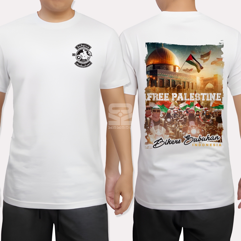 KAOS DISTRO MURAH BIKERS SUBUHAN "FREE PALESTINE" / KAOS DAKWAH KEREN