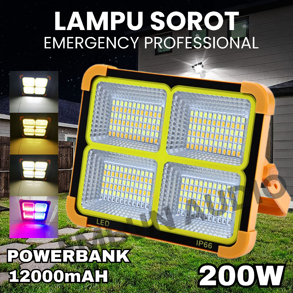 SUNPRO Lampu Sorot Outdoor 200W Emergency Tenaga Matahari SL-108 Solar Panel Portable Indoor Lamp