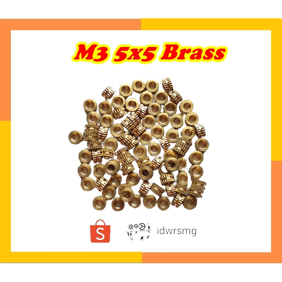 M3 5x5 Brass Knurled Insert Nut Thread 3mm Length 5mm
