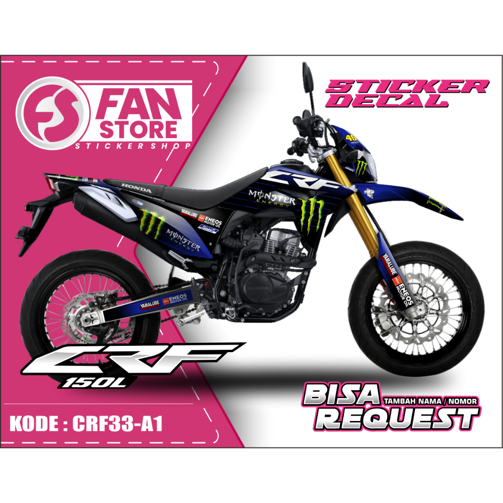Decal CRF 150 L - Sticker Decal CRF 150L Fullbody Variasi Biru - Aksesoris Motor Cross