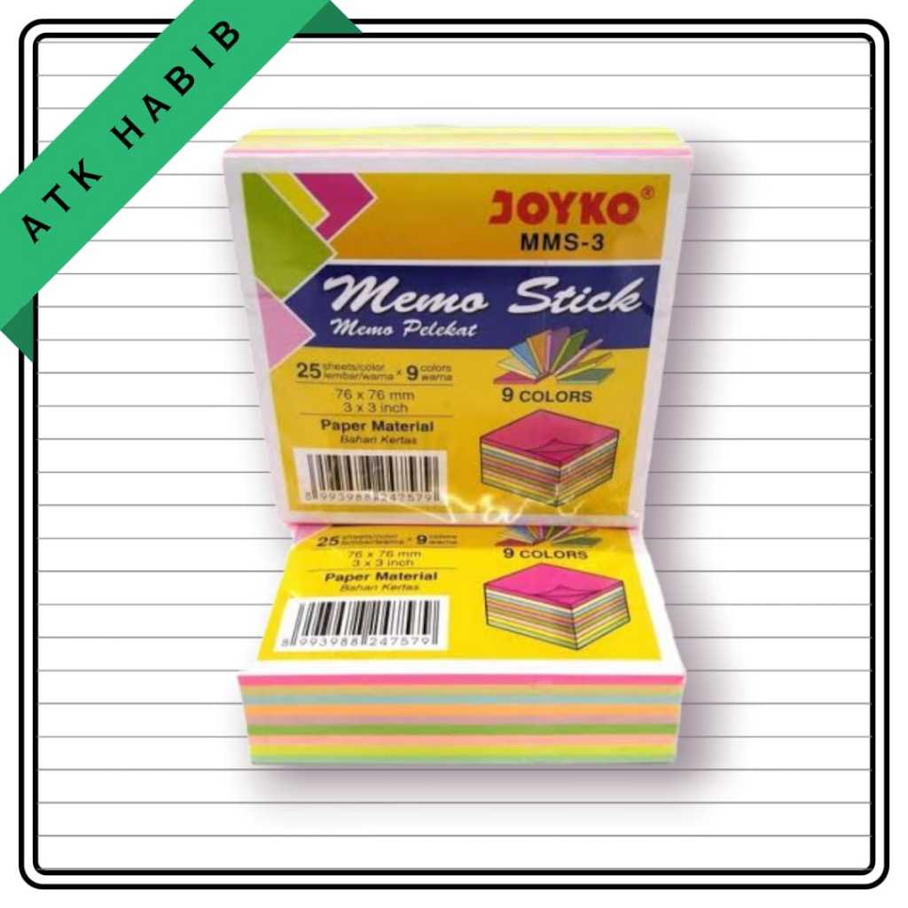 

Memo Stick Kertas Memo Besar Tempel Sticky Note Joyko MMS-3 9 Warna