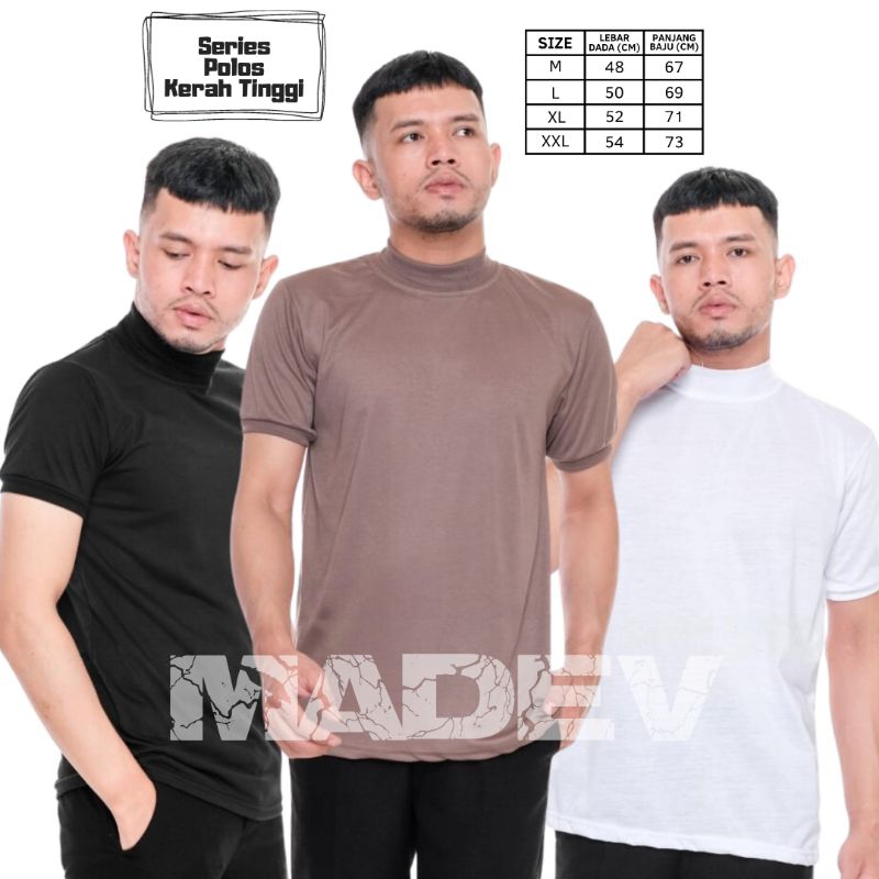 Kaos Oblong Dinas Satpam Security TNI Polisi Kerah Tinggi Warna Coklat Hitam Putih