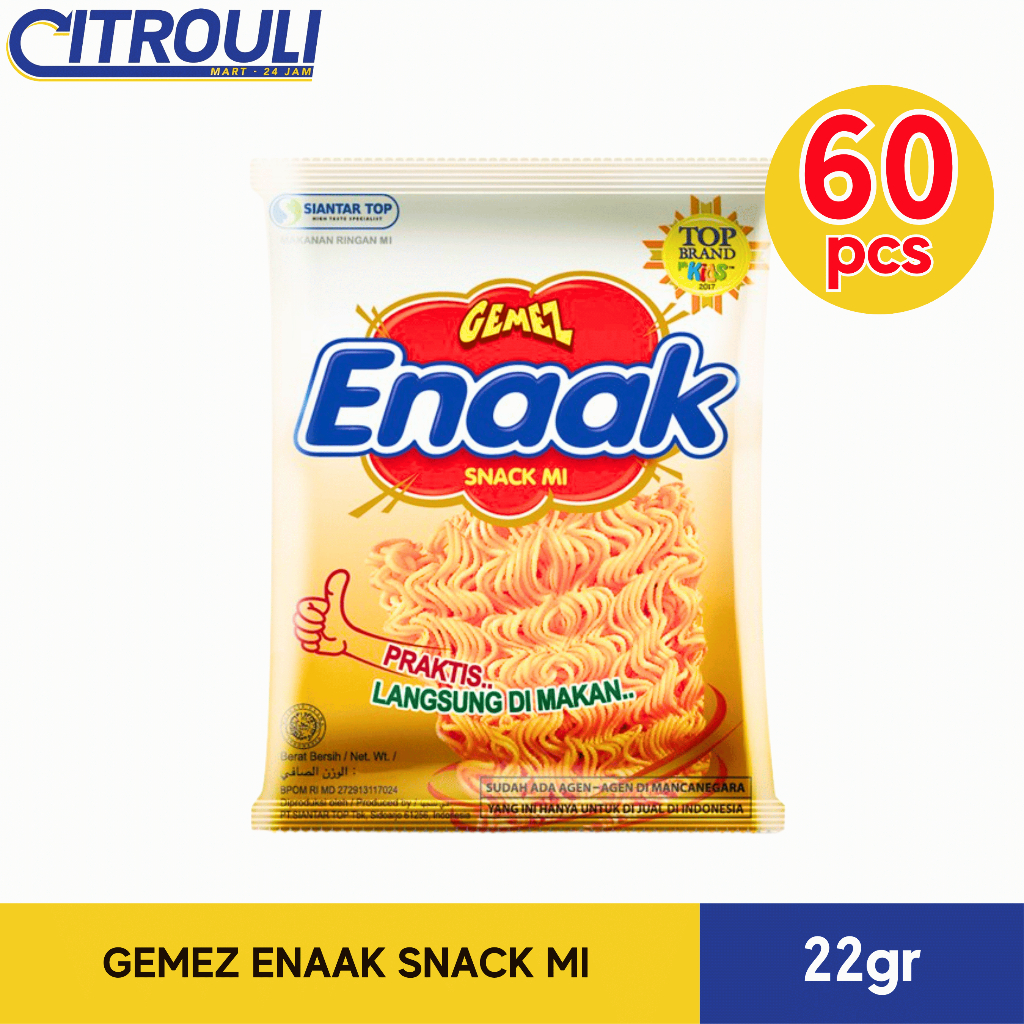 

GEMEZ ENAAK SNACK MI 22gr (ISI 60pcs / 1 DUS)