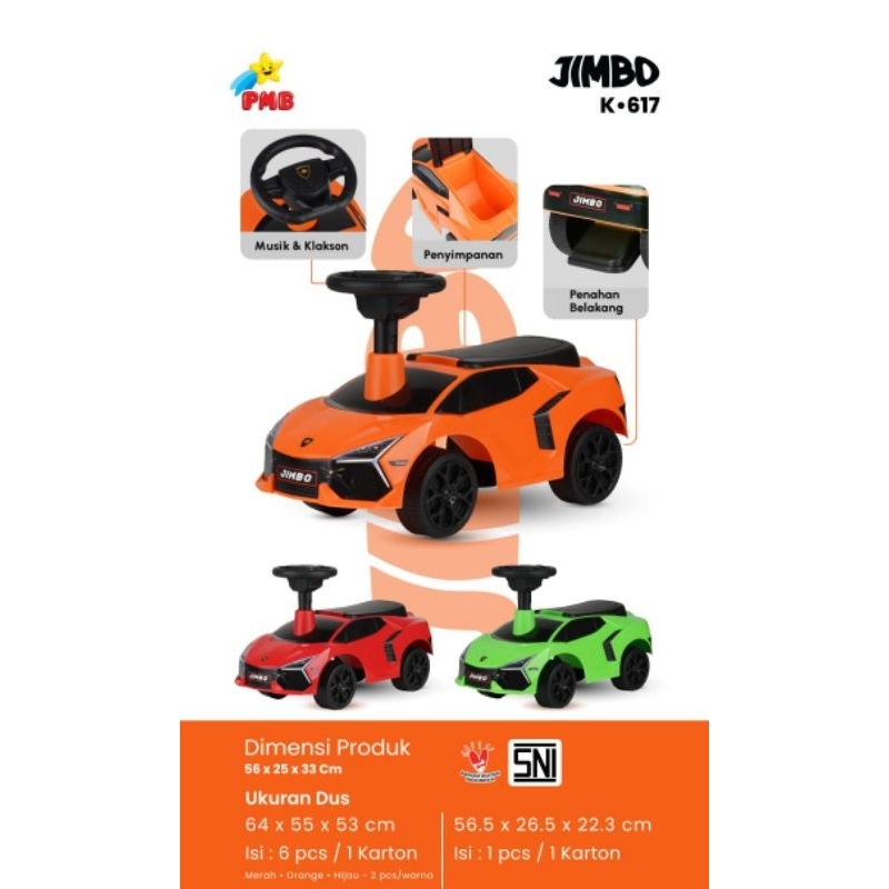 MAINAN ANAK MOBIL KAKI TOLOCAR PMB K617 JIMBO / K618 VIBE MUSIC/ K620/ K621/K623