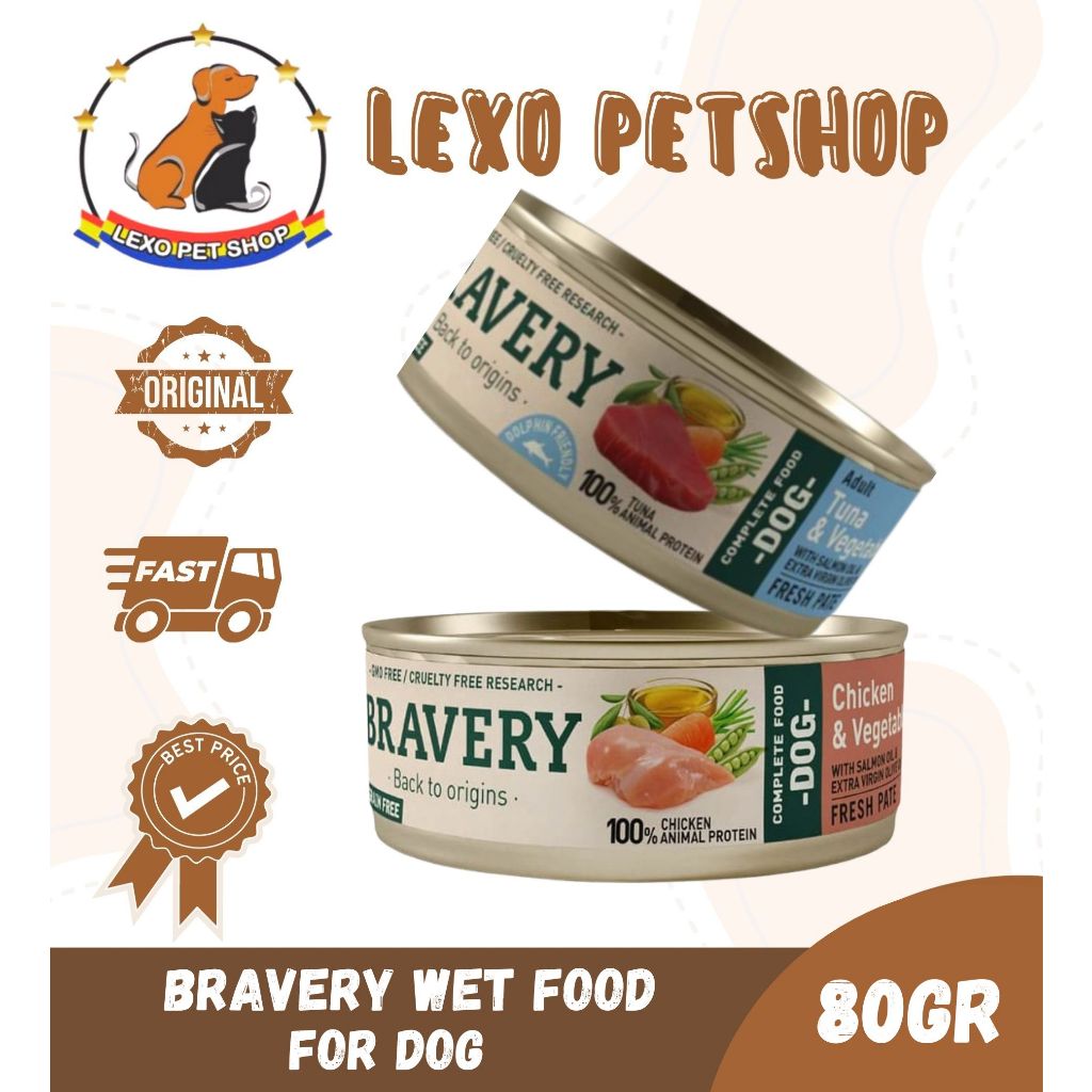 BRAVERY Wet Food for Dogs 80gr / Makanan Basah Anjing / Wet Food