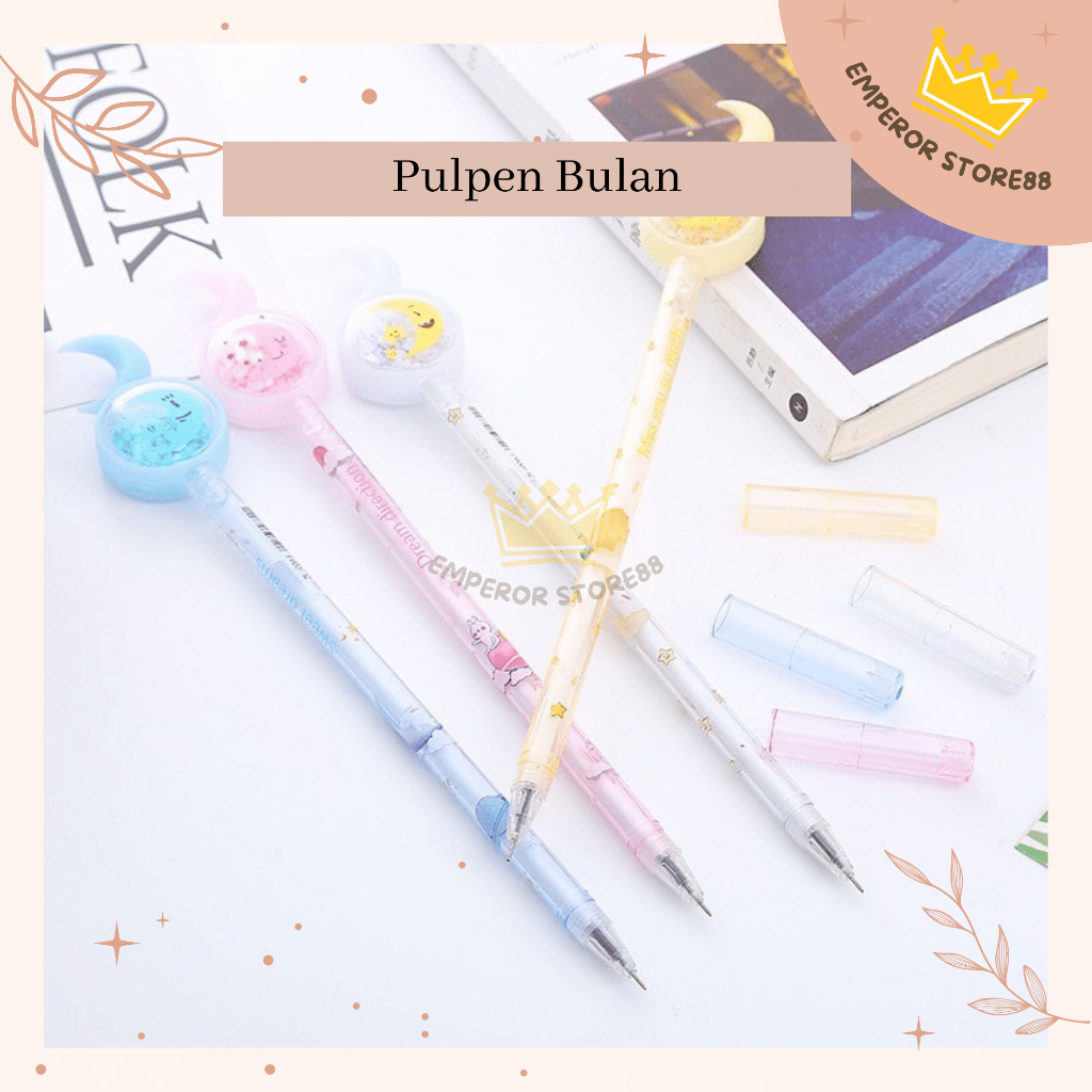 

Pulpen Bulan Lucu / Pena Moon Tinta Gel Hitam