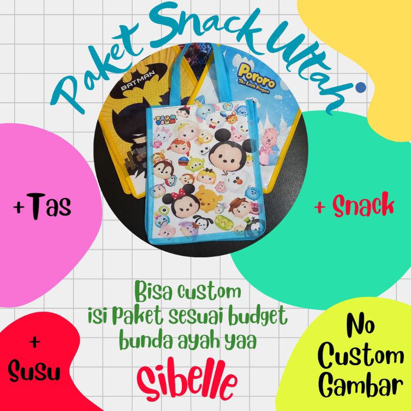 

(READY STOCK) BEKASI Paket Bingkisan Snack Ulang Tahun Ultah Anak Murah Goodiebag Tas Jinjing Bento