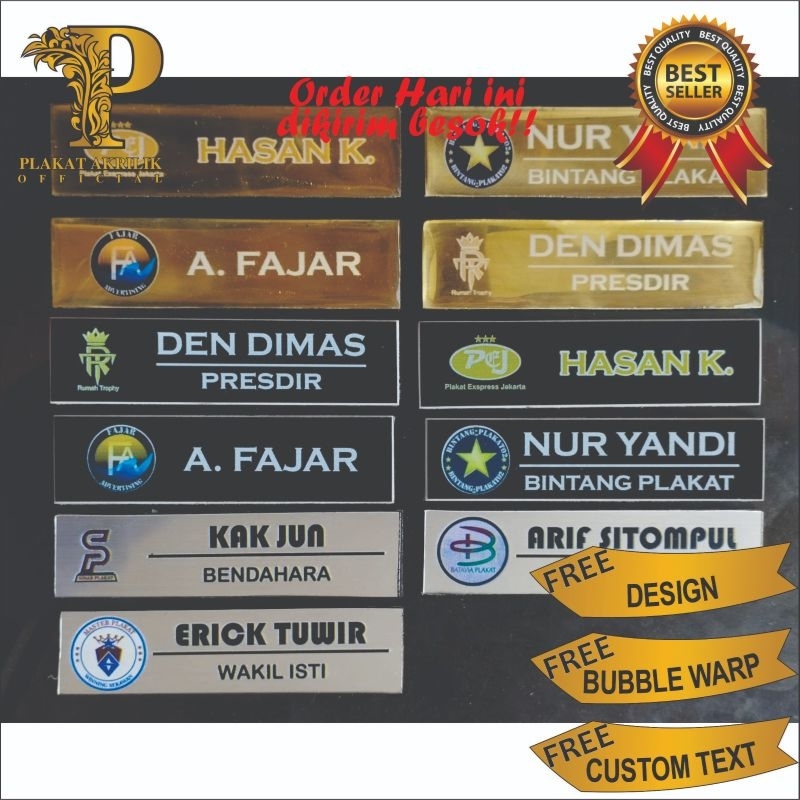 

name tag | name tag peniti | name tag magnet | name tag akrilik | name tag coating | name tag custom | tanda pengenal | lencana dada | papan nama pengenal