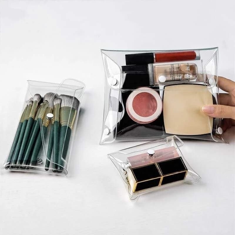 Pouch Kosmetik Transparan Tas Make Up Transparan Bahan Mika Tas